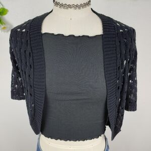 Sweet Kizz Black Shrug Short Sleeve Sz Large